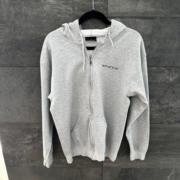 Space X Dragon Gray Zip Up Hoodie Size M - Picture 1 of 9